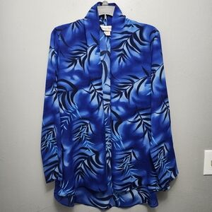 Nicole studio women's vintage open cardigan floral blue size 12 boho artsy